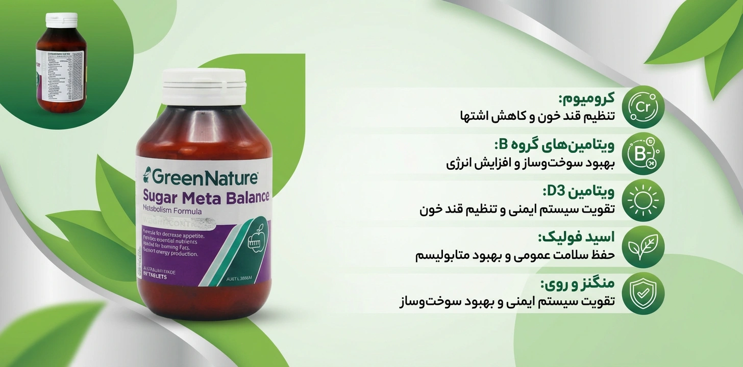 قرص شوگر متا بالانس گرین نیچر بسته 30 عددی